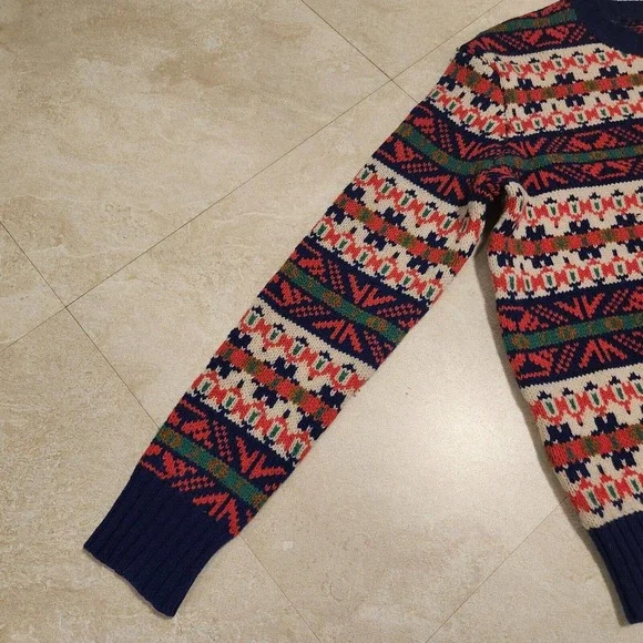 J Crew Classic Fair Isle Womens XS Lambs Wool Multicolor Knit Crewneck Sweater - Picture 12 of 16